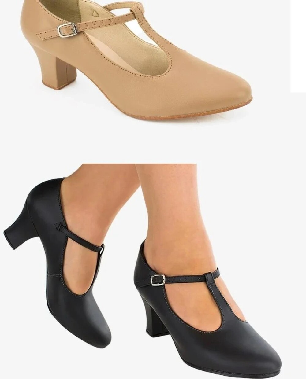 Dance NEW Clearance Character Shoes So Danca CH40 Chrissie 2" Heel T Strap - Bla